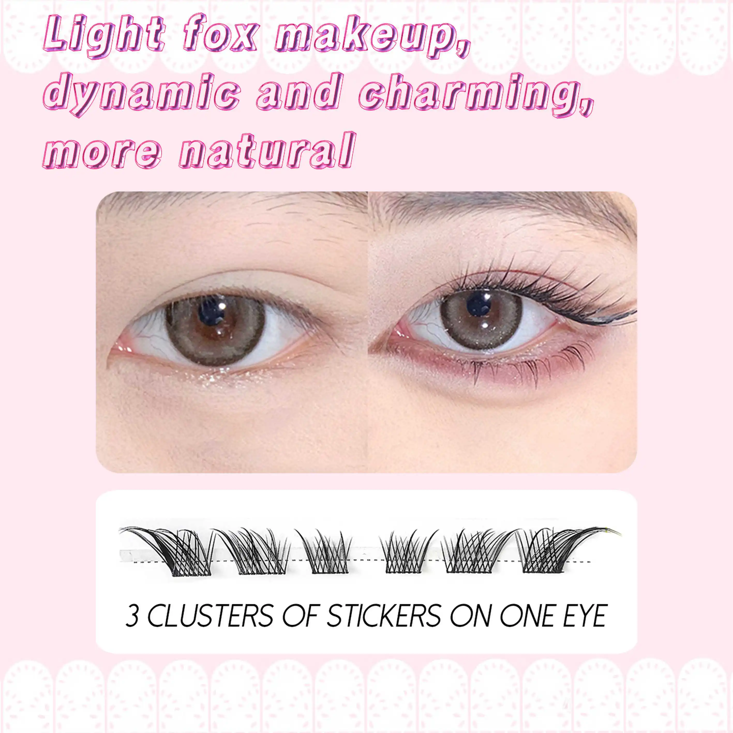 Foxy cílios 60/100 cluster inclinado voando kit de extensão de cílios postiços falso olho cauda alongamento beleza maquiagem acessório