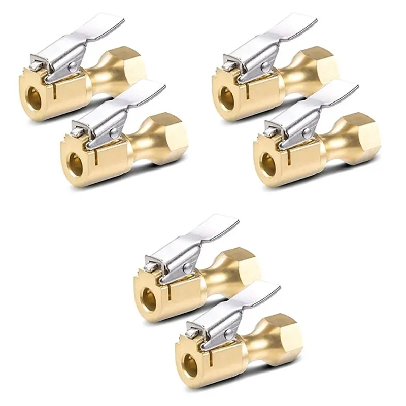 

A95G 6Pcs Air Chuck-Heavy Duty Closed Flow Lock On Tire Chuck With Clip For Inflator Gauge Compressor Accessories-Yellow