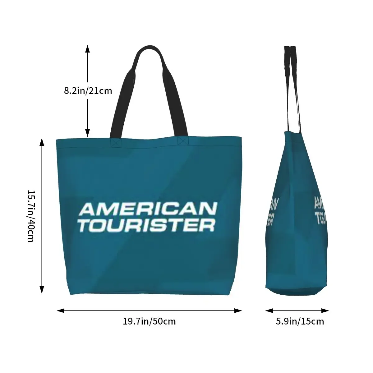 American Touristers Grocery Shopping Bag Funny Printing Canvas Shopper Shoulder Tote Bag Large Capacity Washable Handbag