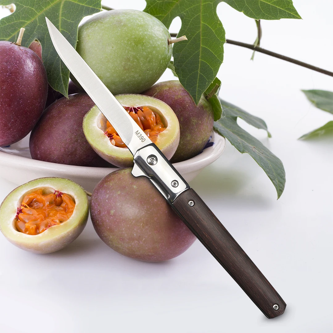 Outdoor camping multifunctional knife, wooden handle folding knife, family fruit knife, sharp peeling knife