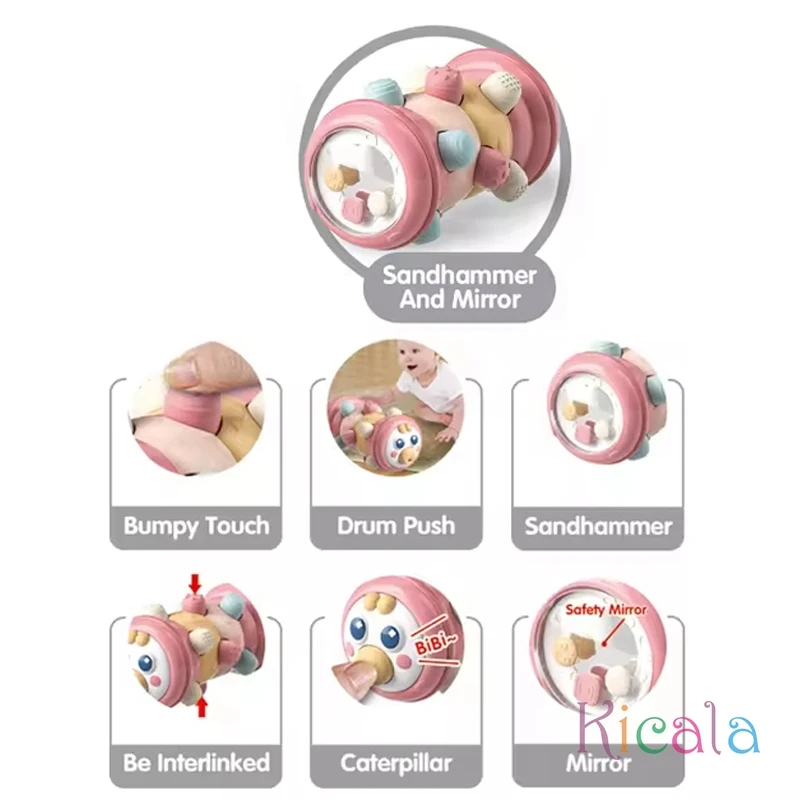 Juguete de rodillo para gatear para bebé, rodillo de actividad educativa de Fitness, desarrollo del tiempo de barriga infantil, juguetes sensoriales