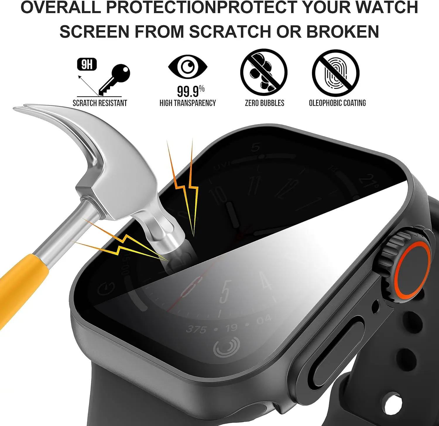 Privacy + Glazen Hoes Voor Apple Watch 40Mm 41Mm 44Mm 45Mm Anti-Spy Screen Protector Beschermende Film Voor Iwatch Serie 9/8/7/6/5/Se