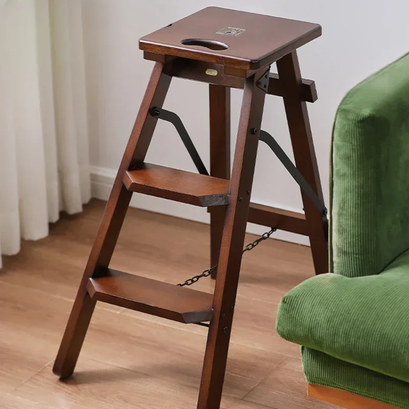 

%a Modern Simple Ladder Chair Multifunctional Step Stool Solid Wood Thickened 3 Step Ladder Climbing Folding Kitchen Furniture