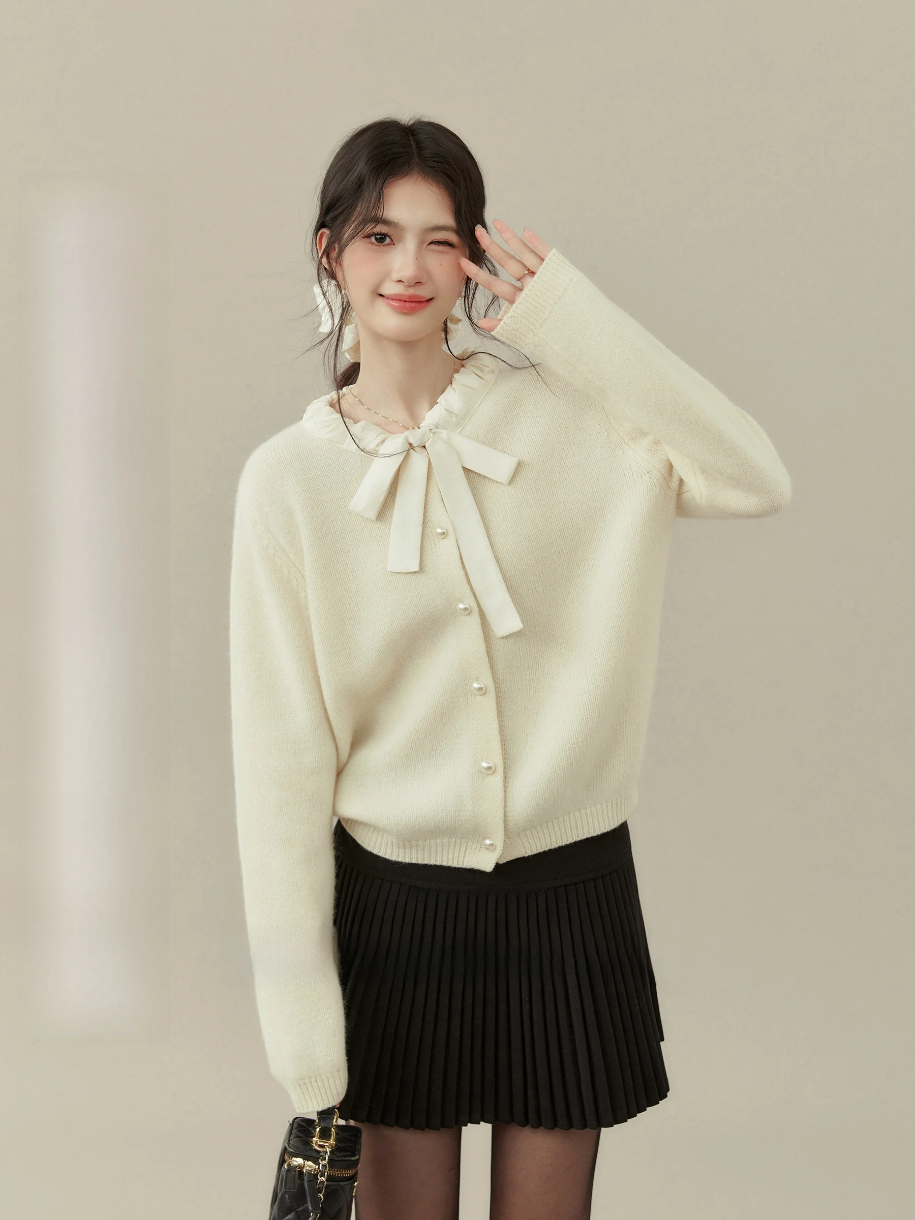 

Вязаный кардиган Qiu Yang Xiwei больших размеров с поясом-узлом, коллекция "Slow Life Special Blend", базовый слой для ношения под одеждой