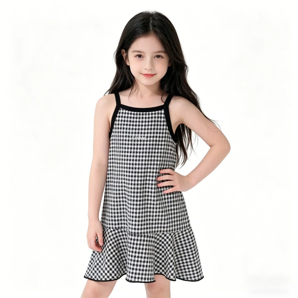 Soft Girls Nightgown Breathable Kids Sleeveless Cami Dress Heart/Polka Dot/Stripe Print Kids Nightgowns Children Sleepwear Dress