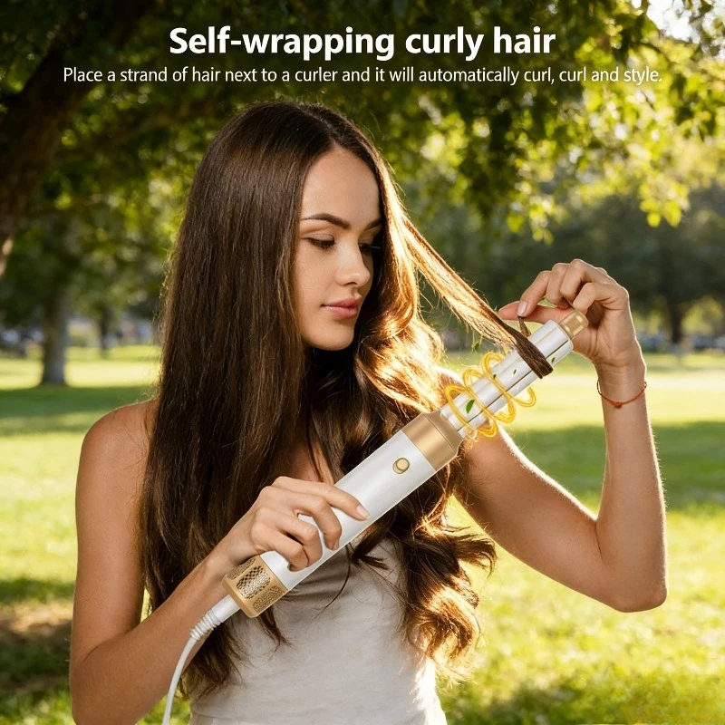 

7 In 1 Hair Dryer Brush Brushless High Speed Hair Dryer with Diffuser Ionic Blow Dryer Hot Air Styling Comb Auto Hair Curler