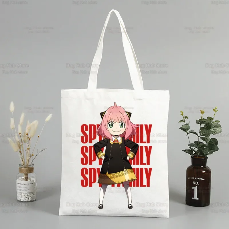 Japanese Anime Spy X Family Anya Funny Shopping Bag Graphic Tote Harajuku Women Canvas Shoulder Bag