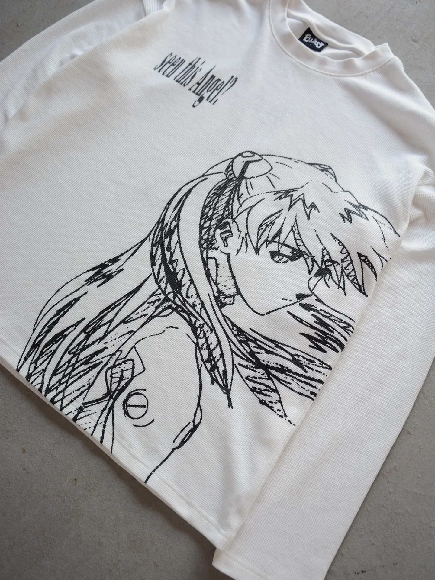 

Y2k Daily Casual Cartoon Pattern Print T Shirts Autumn and Winter Waffle Thermal Long Sleeve T Shirt Street Men Cotton Warm Tops