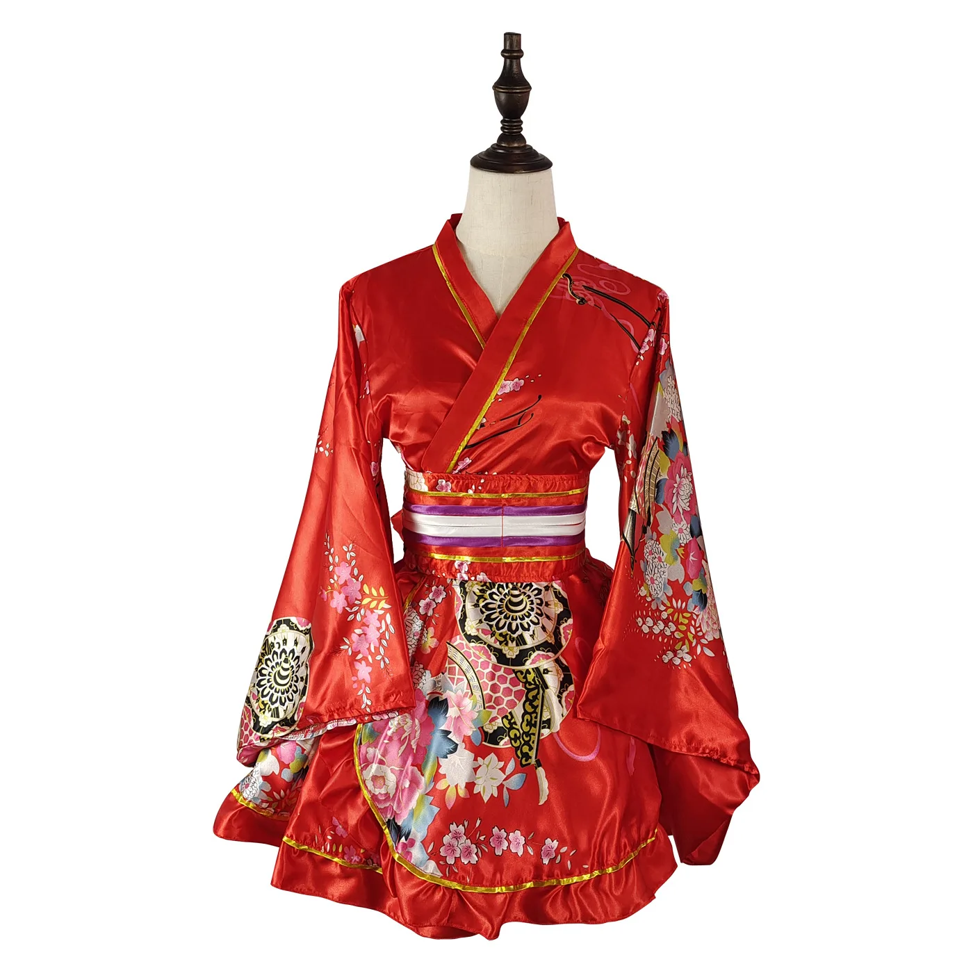 sexy kimono suit Japanese Traditional short dress bride Halloween cosplay costume lose sleeve vintage dress up party cloting