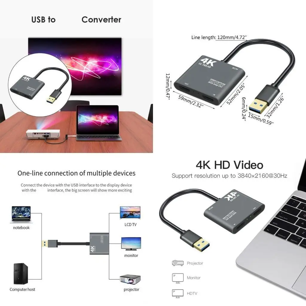 

652F 4K HDMI-совместимая Game Graphics Card с USB3.0 Live Streaming