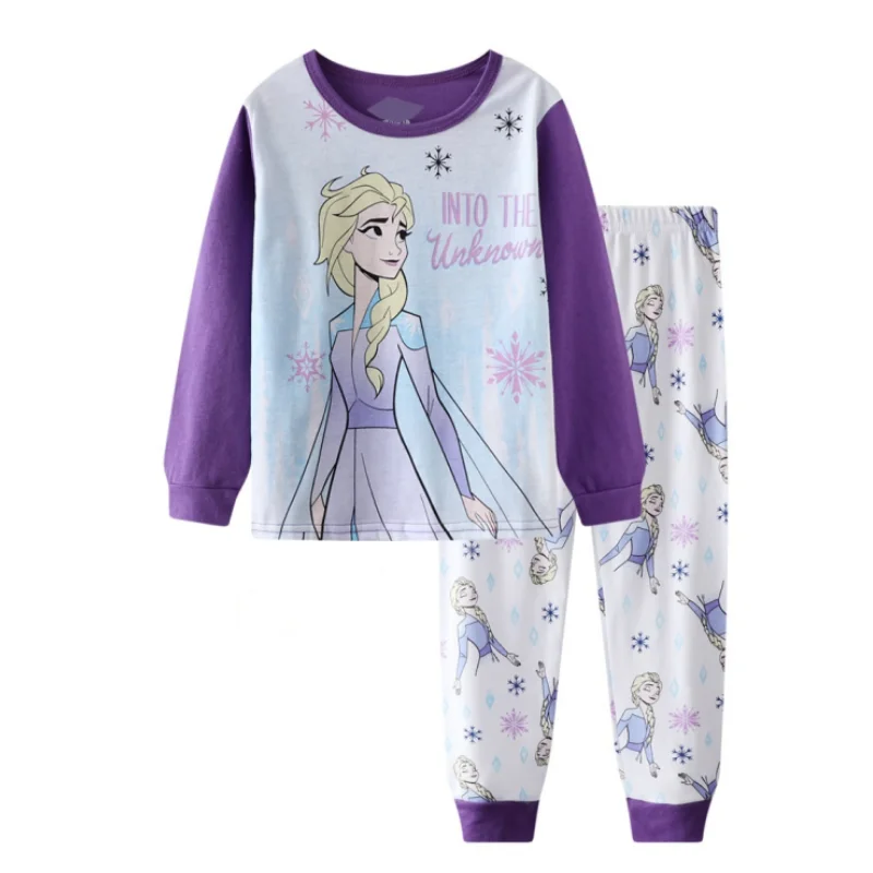 Hot Cartoon Spring Autumn Kid\'s Sleepwear Pajamas Clothing Sets Frozen Elsa Anna styles Baby Boy Girls Cotton Pyjamas Gift