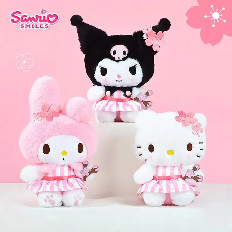 Sanrio Cherry Blossom Series Hello Kitty Melody Kuromi knuffel Cartoon & schattige pop sleutelhanger Kinderspeelgoed Rugzakhanger
