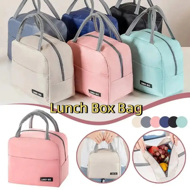 ~New Portable Lunch Box Bag Solid Color Thickened Thermal Insulation Bag Suitable For Students Office Workers & Other Occasions