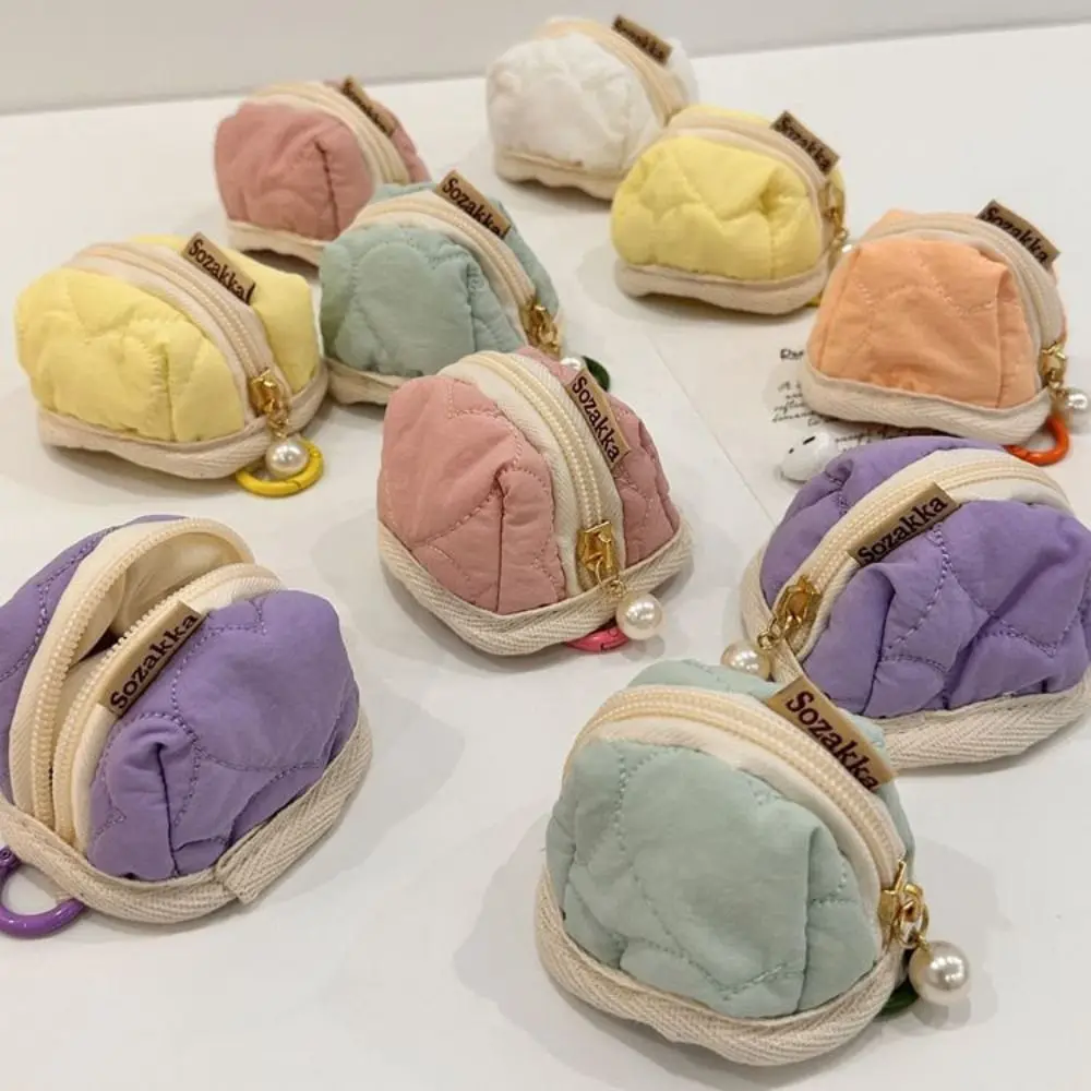 Pearl Earphone Cotton Carrying Bag Small Zipper Earphone Soft Protection Package Candy Color Square