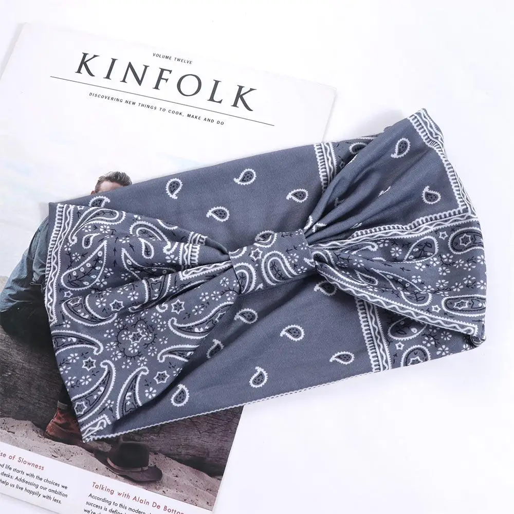 الكاجو طباعة بوهو عقدة العمائم حك واسعة حافة مطاطا اليوغا عقال للجنسين الملونة الأزهار عصابات عقال الفتيات السيدات #4