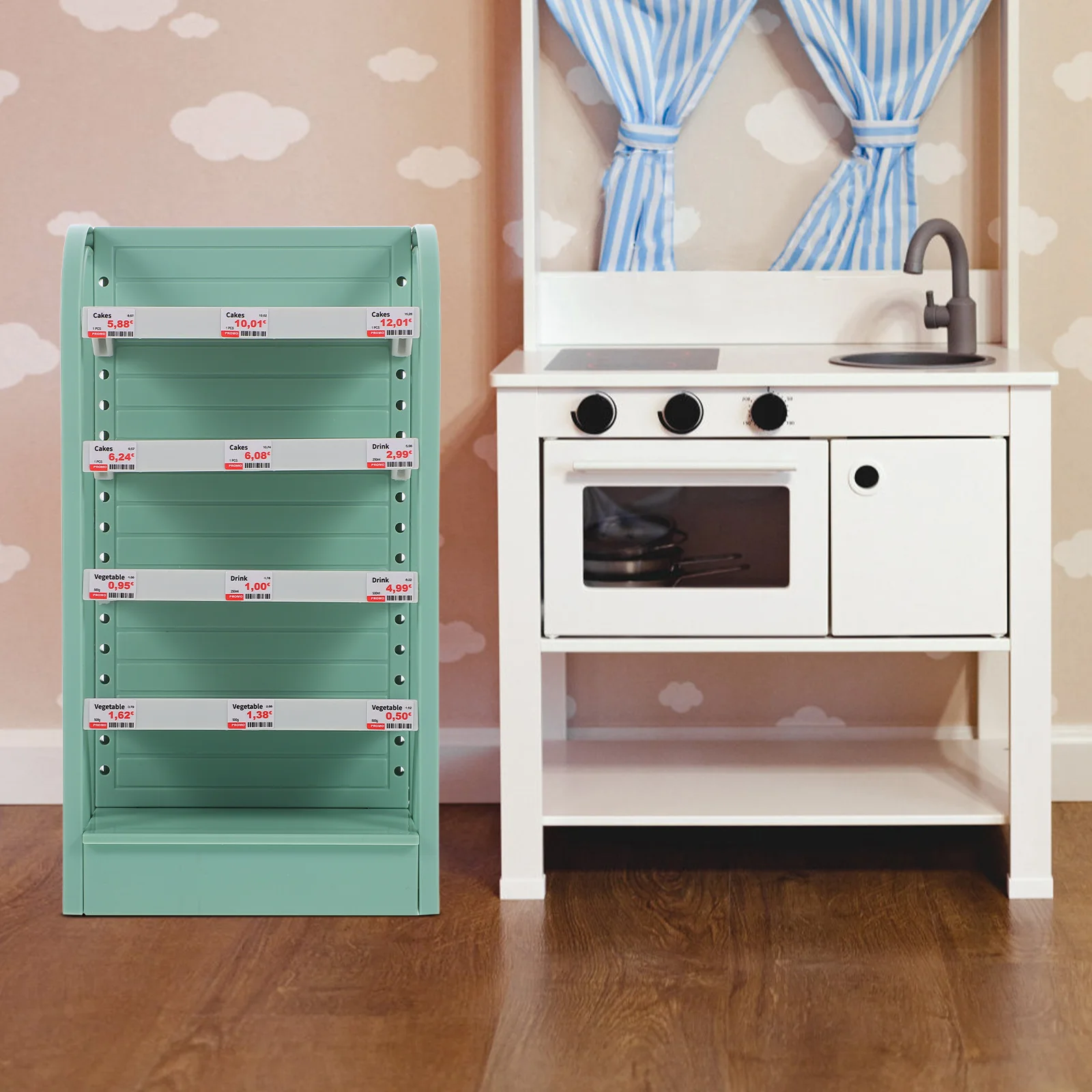 Supermarkt Display Rack Mehrschichtige Regal Puppenhaus Lebensmittel Lagerung Schrank Kinder Pretend Interaktive Mini