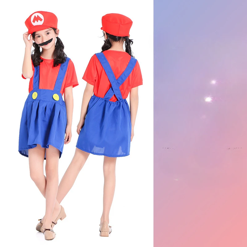 Children's Mario Clothes Super Mario Costumes Festival Cos Anime Costumes Parent-child Character Performance Costumes