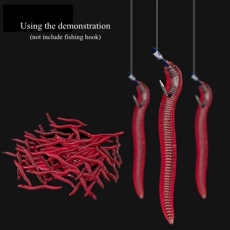 50 قطعة/الوحدة 35 مللي متر محاكاة دودة الأرض الديدان الحمراء الاصطناعي الصيد إغراء معالجة الطعم الناعم