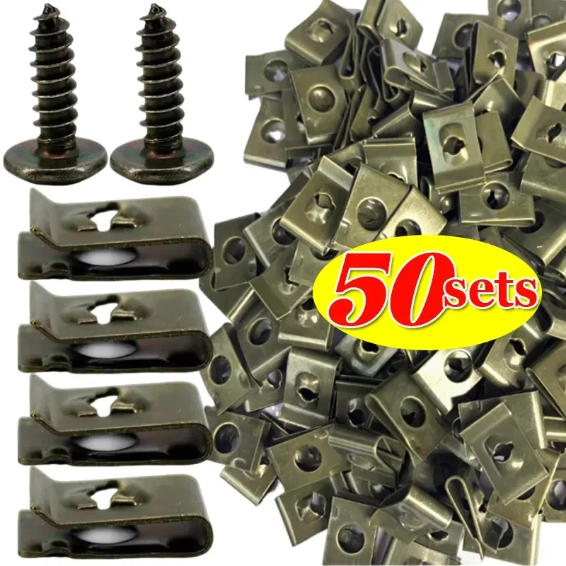 Car Fastener Clip U-Type Metal Screw Clip Tools for Motorcycle Engine Undertray Splash Shield Guard Bumper Screw Car Accessories