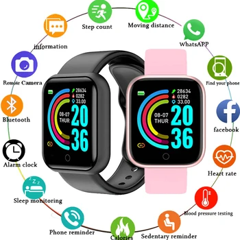 Dla iPhone Xiaomi Inteligentny zegarek Mężczyźni Kobiety Zegarki sportowe Bluetooth Monitor pracy serca Ciśnienie krwi Zegarek fitness Inteligentna bransoletka