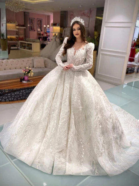 Long sleeve ballgown fashion bridal gowns