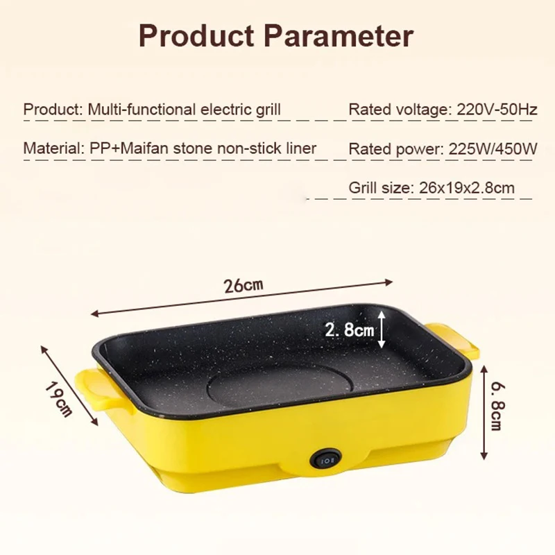 다기능 전기 바베큐 그릴 26cm 스퀘어 미니 전기 베이킹 트레이 팬케이크 스테이크 전기 냄비 주방 프라이팬 베이킹 트레이