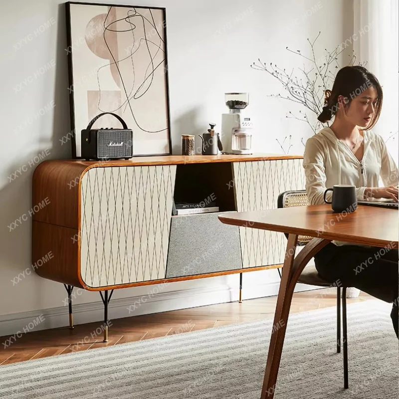 XXWhole House Furniture Solid Wood Sideboard  Ash Modern Minimalist Living Room Log Style Locker Against The Wall