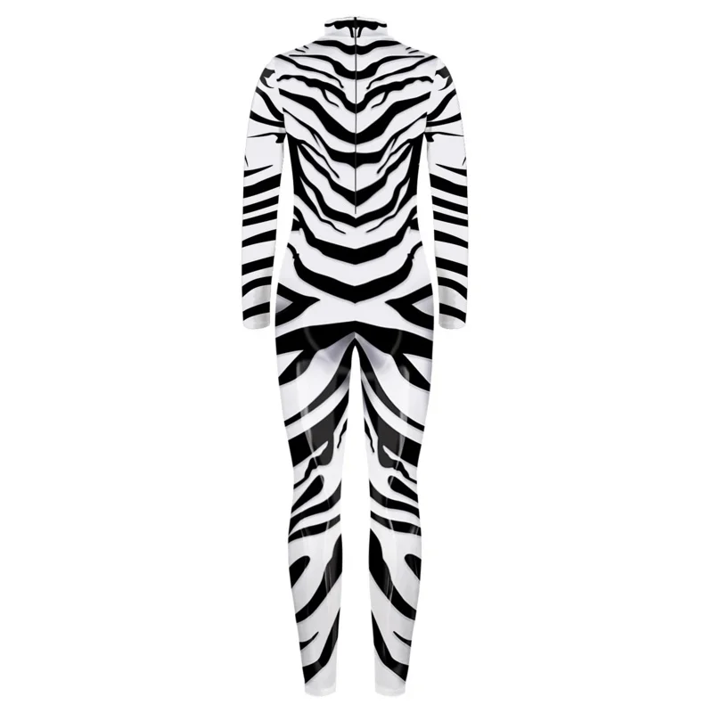 Boys Girls 3D Digital Animal Zebra Stripe Printing Bodysuit Children Punk Robot Jumpsuit Kids Halloween Cosplay Costumes Outfit