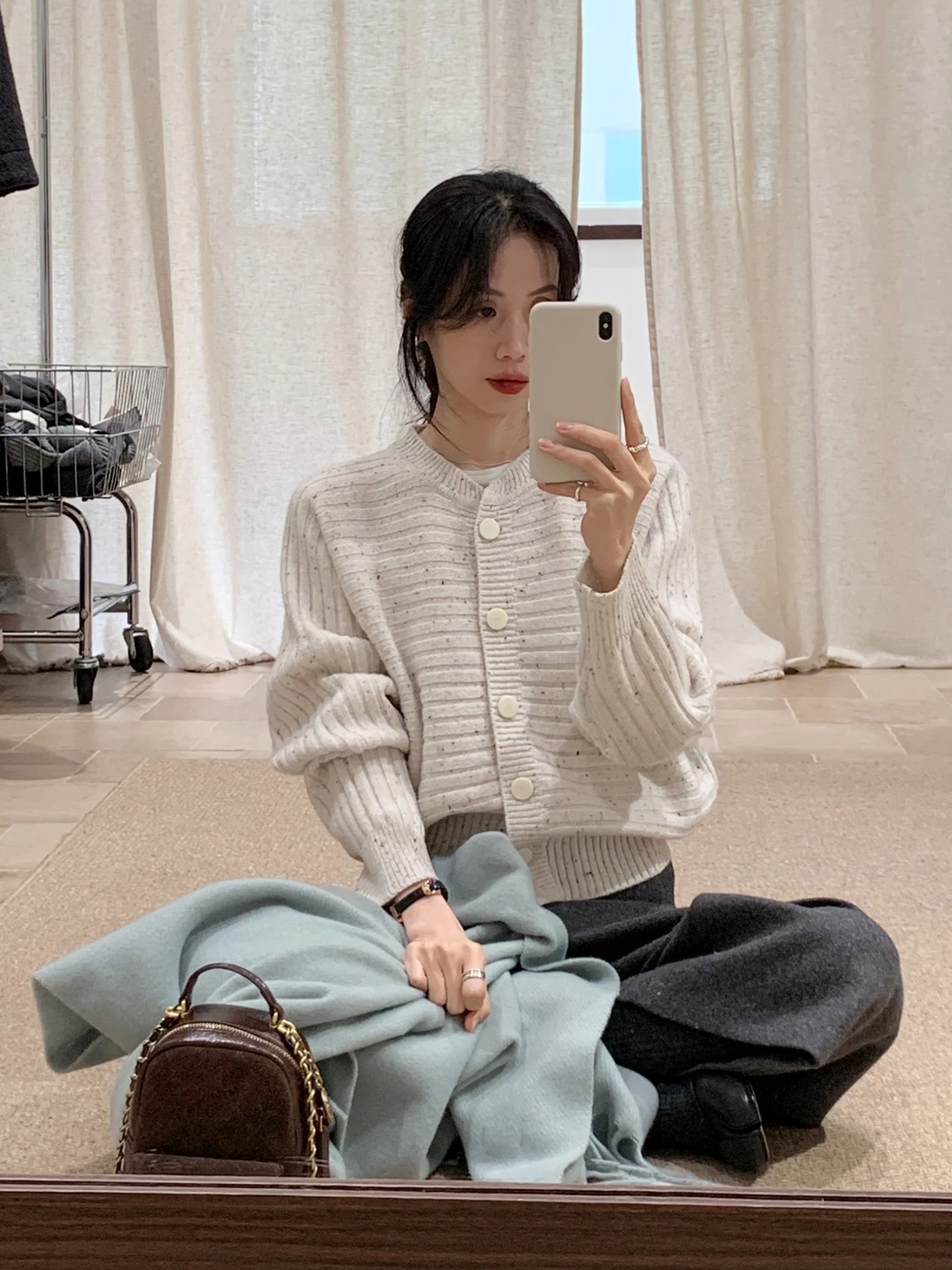 

Loose Women's Knitted Woolen Cardigan Casual Sle round Ne Sweater Yarn Open Front Long Sve Autumn Winter New