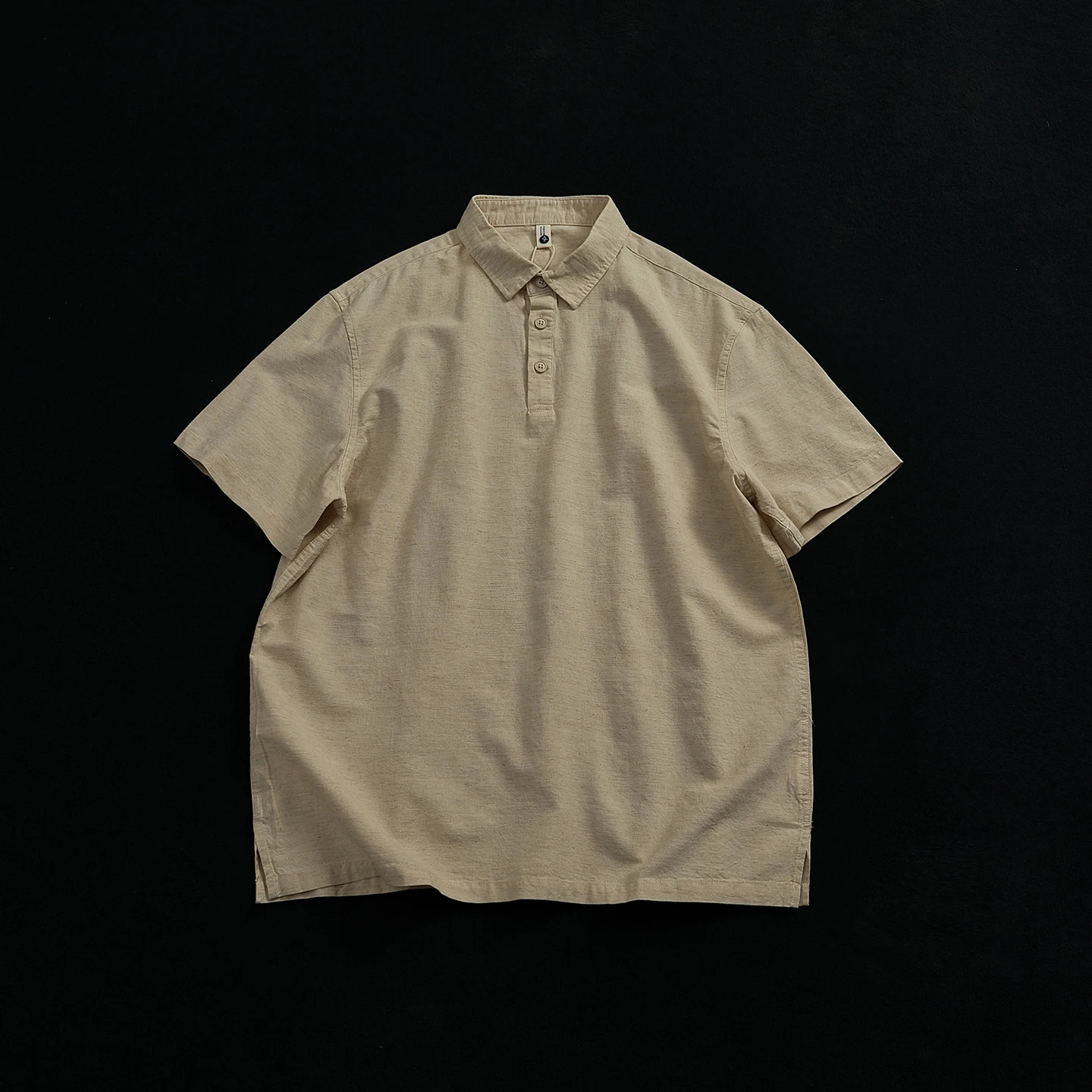 

Loose Fit Cotton Linen Blend Half Sleeve Shirt Men's Overhead Design Breathable Short Sleeve Button up Vintage Style Shirt