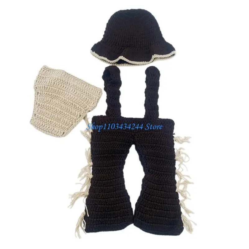 

Костюм для фотографии, реквизит, вязаная шапка крючком, брюки, наряд для подгузников, одежда для детской фотосессии, товары для