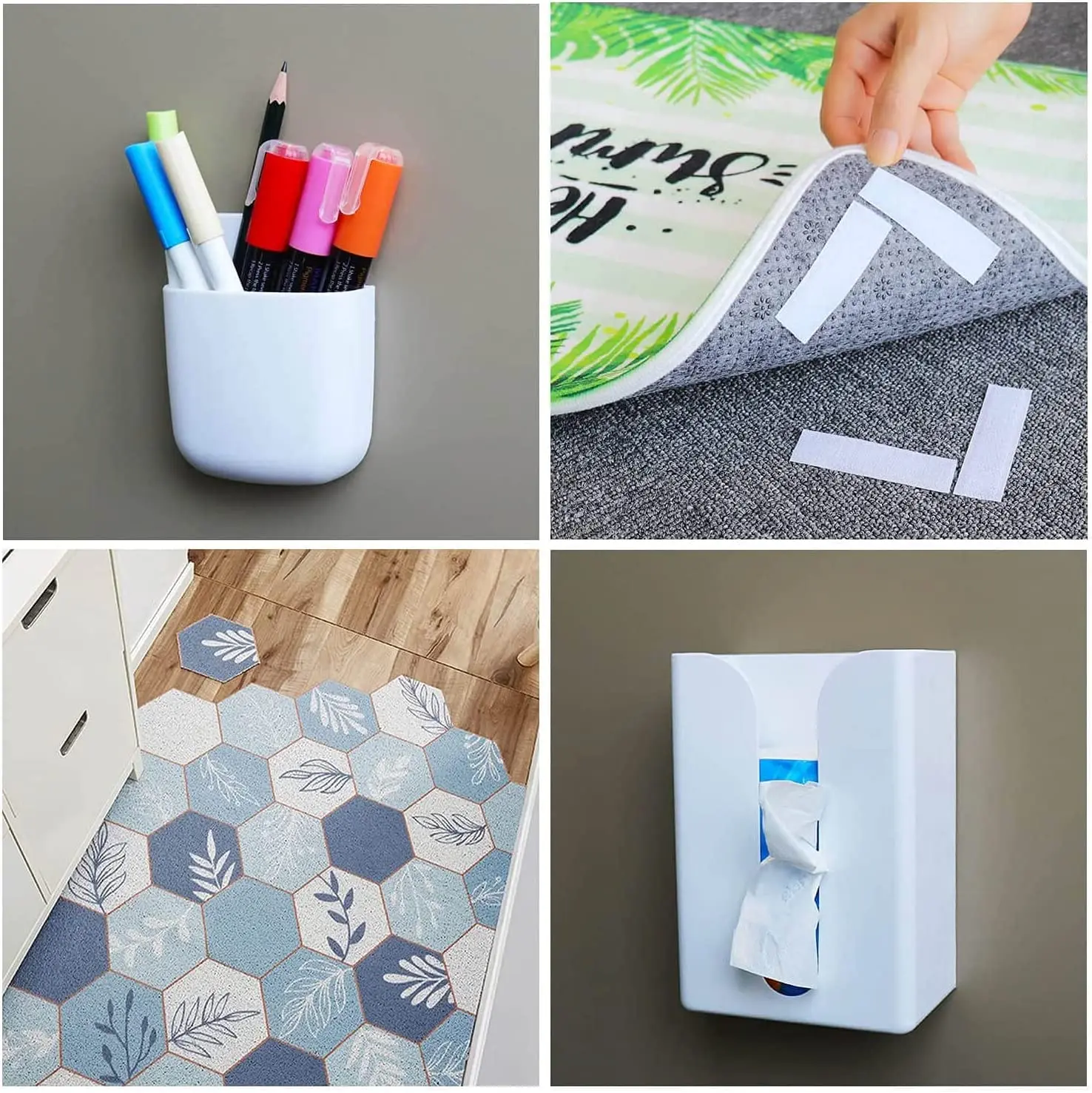VEIDADZ Magic Sticker Tape 10pcs 6*2.7cm Self Adhesive Double Sided  Adhesive With Sticker Pad Hook and Loop Fastener White