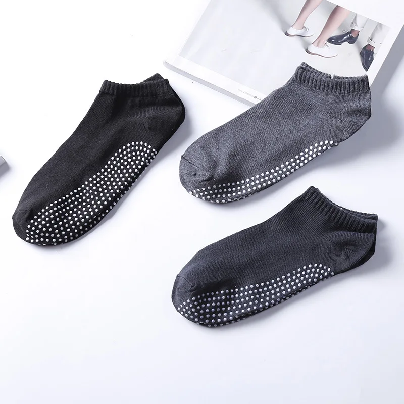 Chaussettes de sport monochromes pour hommes, polyester, coton, respirant, silicone, anti-alde, coupe basse, pilates, fitness, yoga, décontracté, document