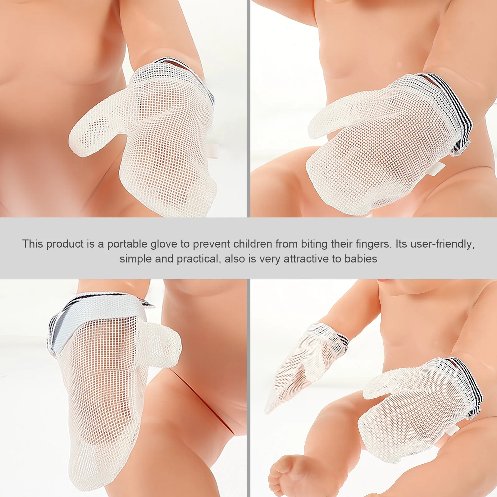 

2Pairs Portable Baby Stop Thumb Sucking Gloves Anti Scratch Infant Finger Protector Breathable Quick Drying Fabric Adjustable