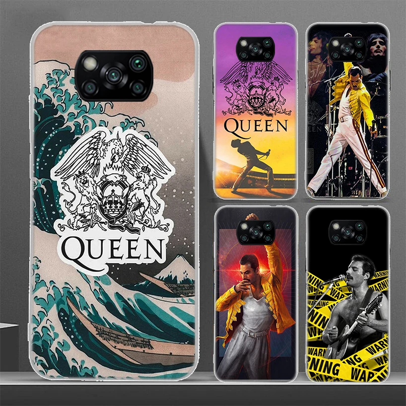 Rock Funky Freddie Mercury Queen Phone Case For Xiaomi Poco X3 Nfc X5 X6 Pro F6 F5 F4 F3 F2 F1 X4 GT M5 M5S M4 M3 Luxury Soft Co