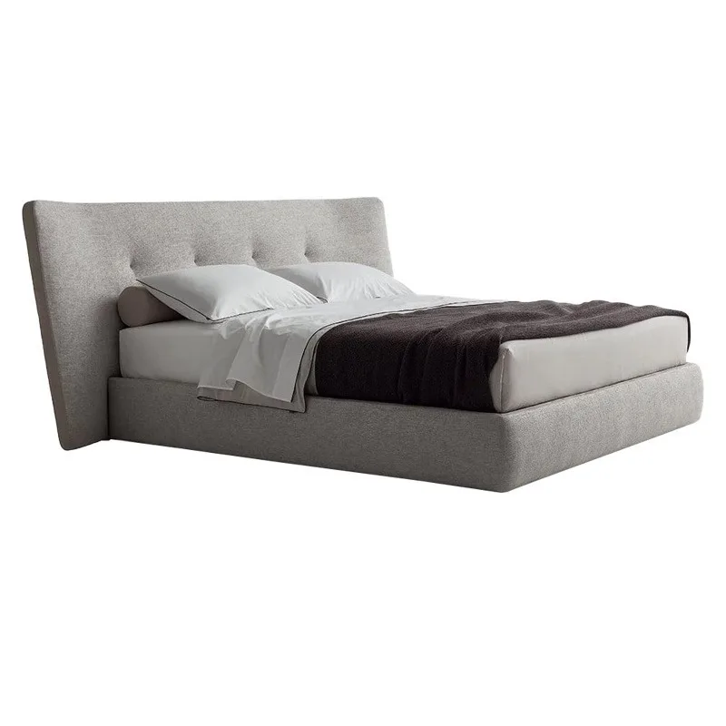 Double fabric bed bedroom Italian minimalist designer furniture master bedroom polka dot widescreen bed