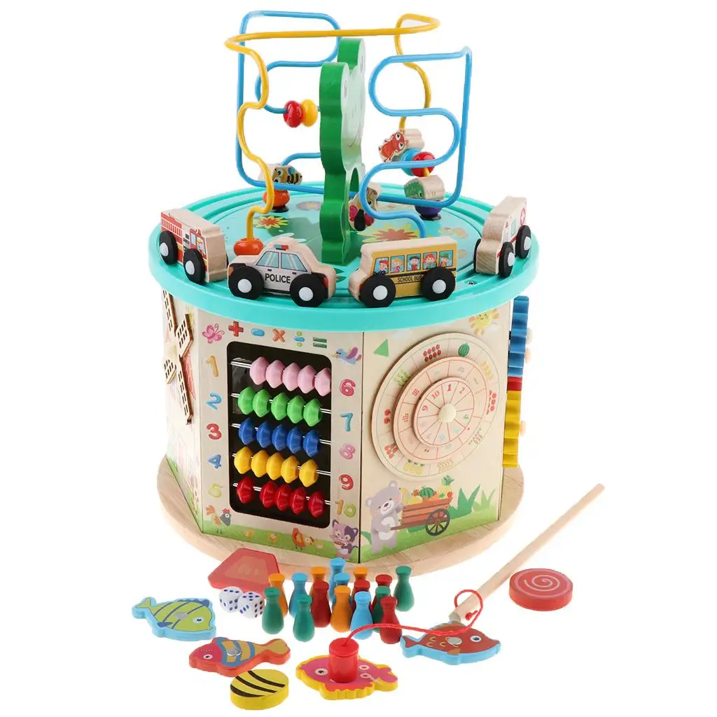 Bead Maze Sorter Activity Center Game - Activity  Toys - Wooden Bead Maze - Baby Educational Shape Sorter Abacus Toy