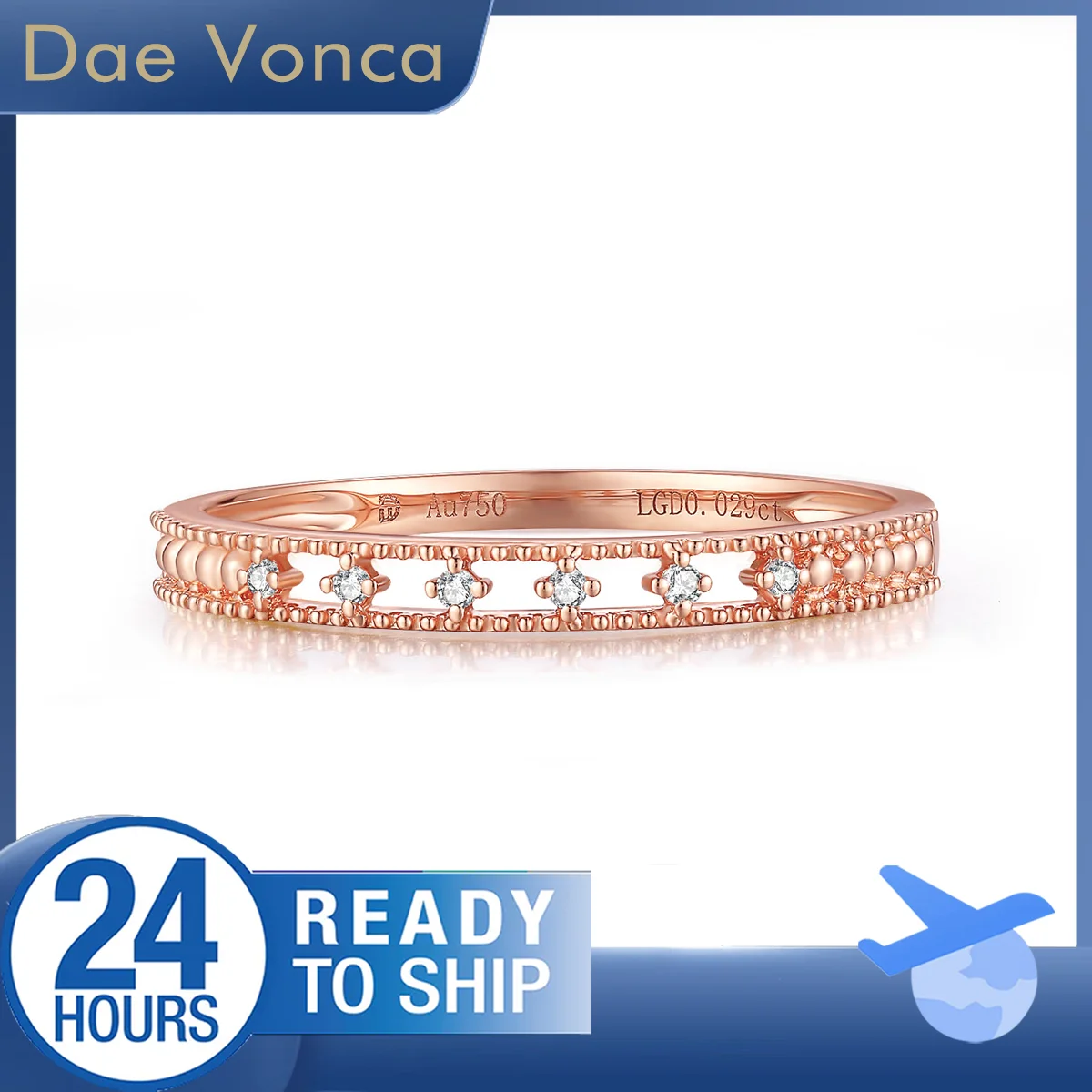 18K Rose Gold Lab Grown Diamond Ring D/E Color VS/VVS Clarity Round Cut Lab Diamond Openwork Style Ring Anniversary Gift