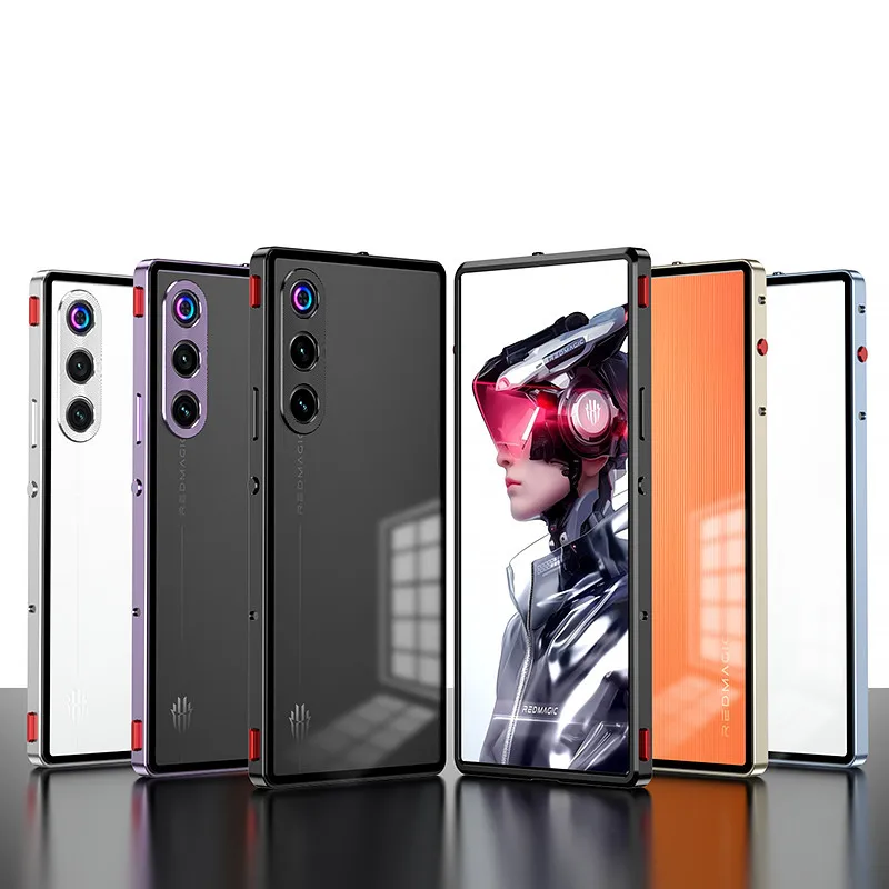 حافظة بإطار معدني مغناطيسي لهاتف Nubia Redmagic 10 غطاء خلفي من الأكريليك المعدني مضاد للصدمات رفيع للغاية Funda Coque Red Magic 10 Air