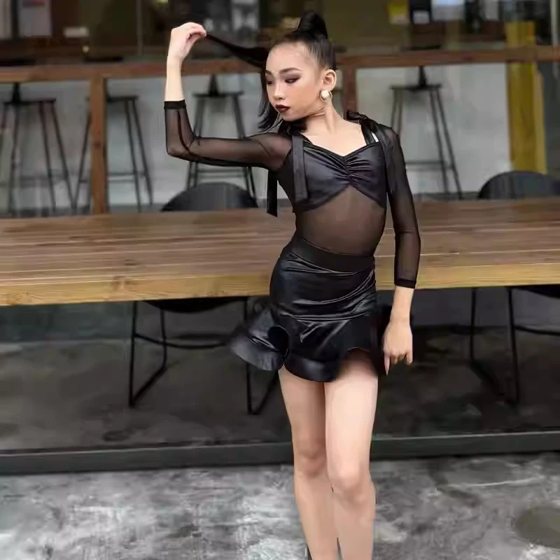 Autumn and Winter Latin Dance Costume for Women and Children Online Celebration Professional Training Costume for Girls