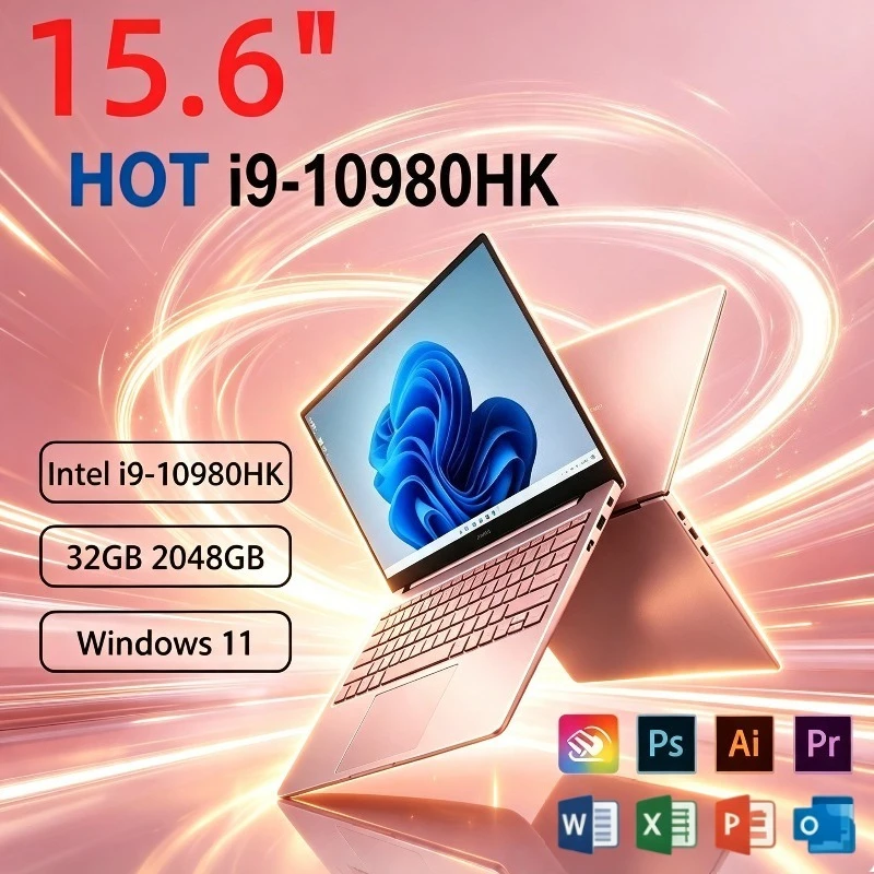 Hot Sale 15.6 Inch Laptop Intel Core i9-10980HK Windows 11 16GB DDR4 M.2 2TB SSD Ultrabook Computer Fingerprint Unlock WIFI 5 BT