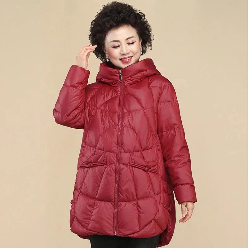 Winter Down Jacket Womens 2024 New Parka Hooded Long White Duck Down Coat Thicken Warm Female Outwear Large Size Loose Overcoat