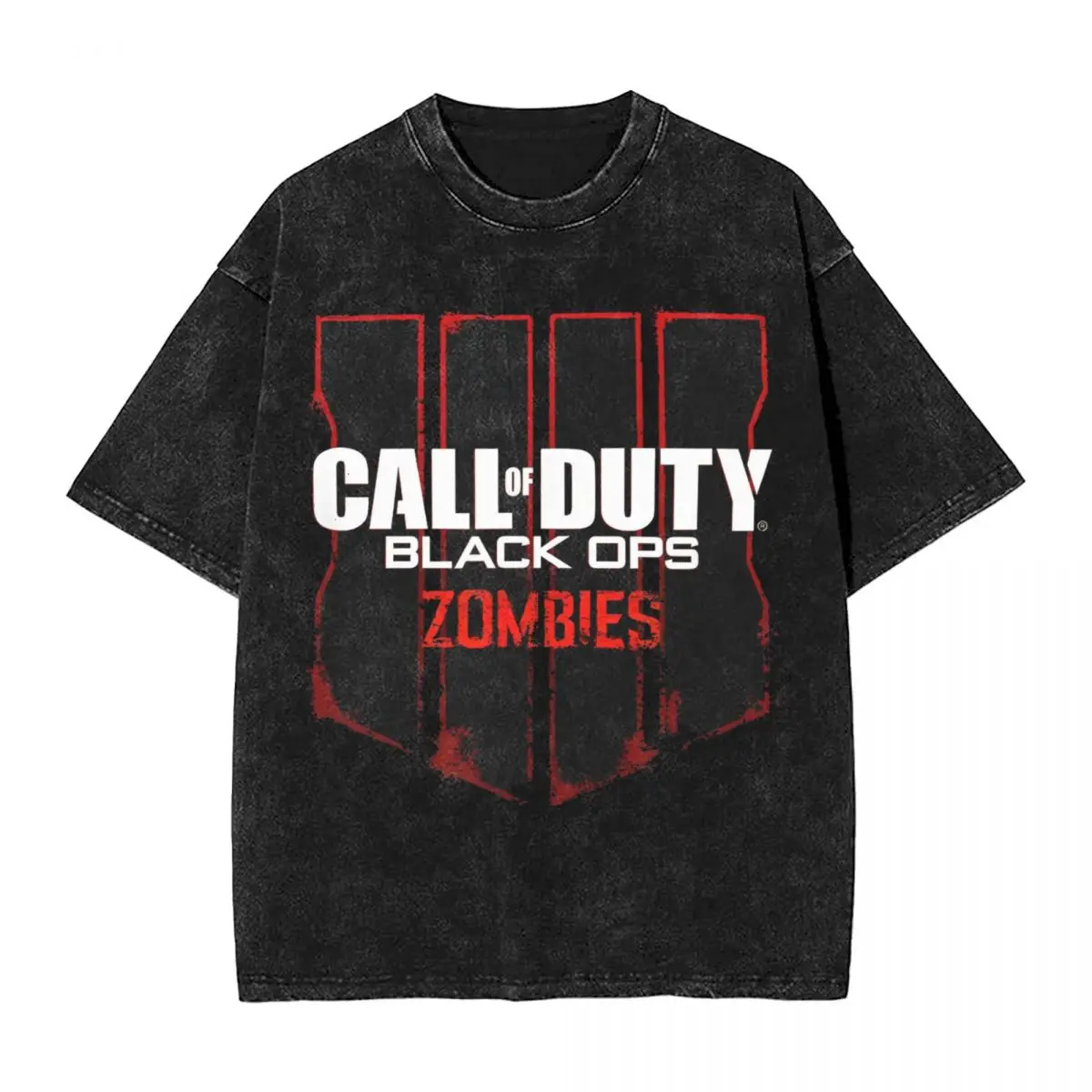 Call Of Dutys Black Ops Zombies Washed T Shirt Streetwear Hip Hop T-Shirt Game Tee Shirt Men Women Harajuku Graphic Printed