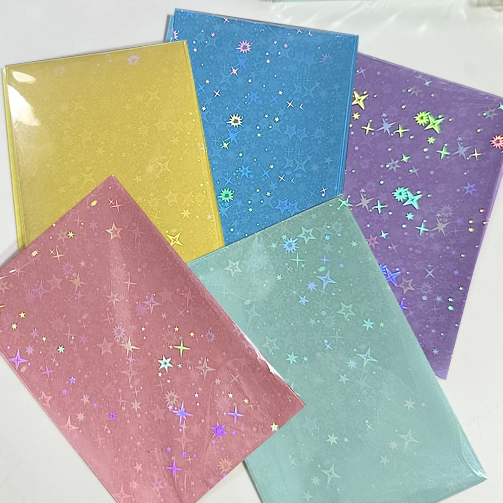 INS Glittery Star Love Heart 50pcs/pack Colored Toploader Card Photocard Sleeves Idol Photo Cards Protective Storage Bag