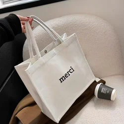 Bolso de hombro de lona con letras para mujer, bolsa de mano informal de gran capacidad, de diseñador de lujo, para compras y playa, 2023