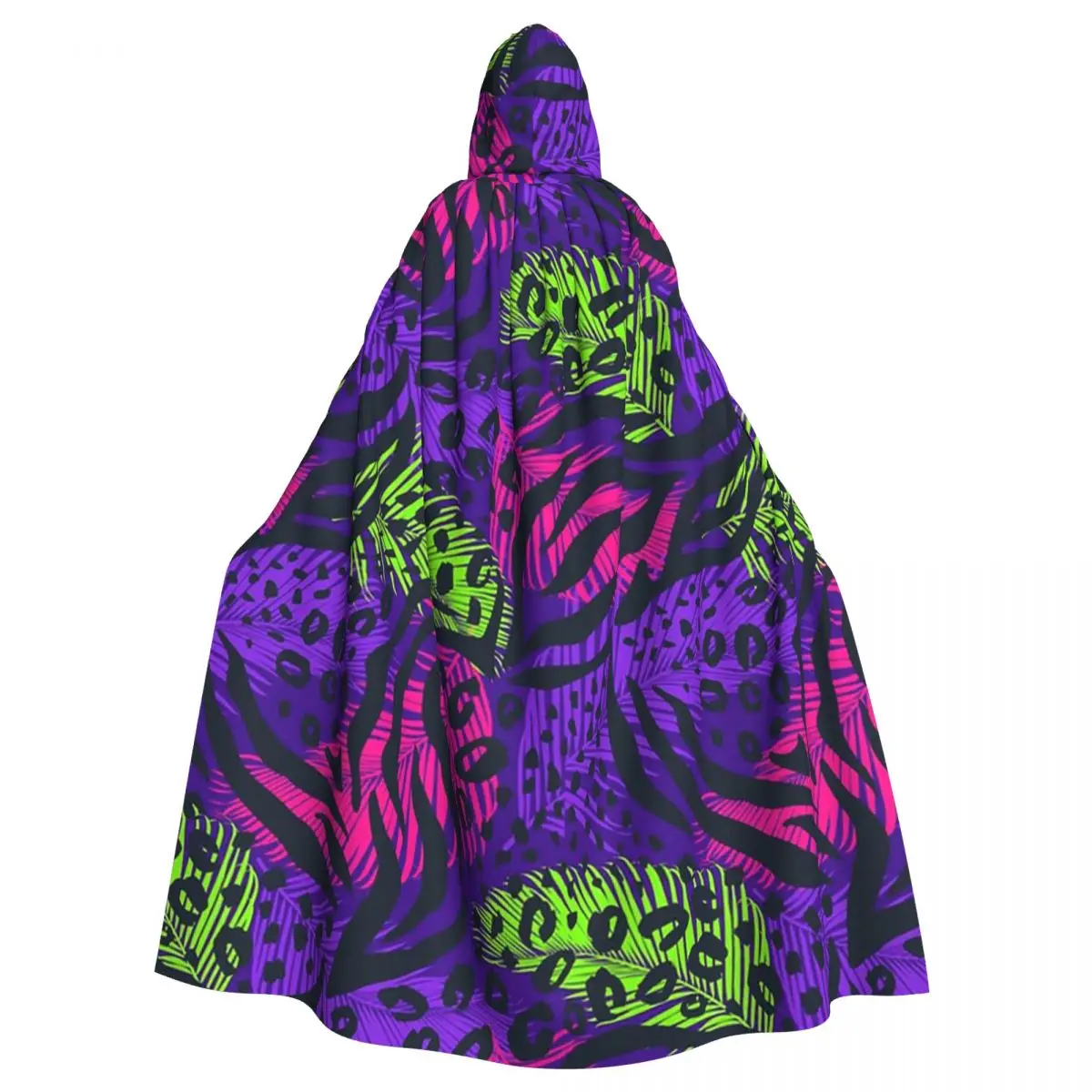 

Длинный плащ с капюшоном и неоновым животным принтом, средневековый костюм ведьмы, накидка для косплея, накидка на Хэллоуин, вампир, для взрослых, унисекс