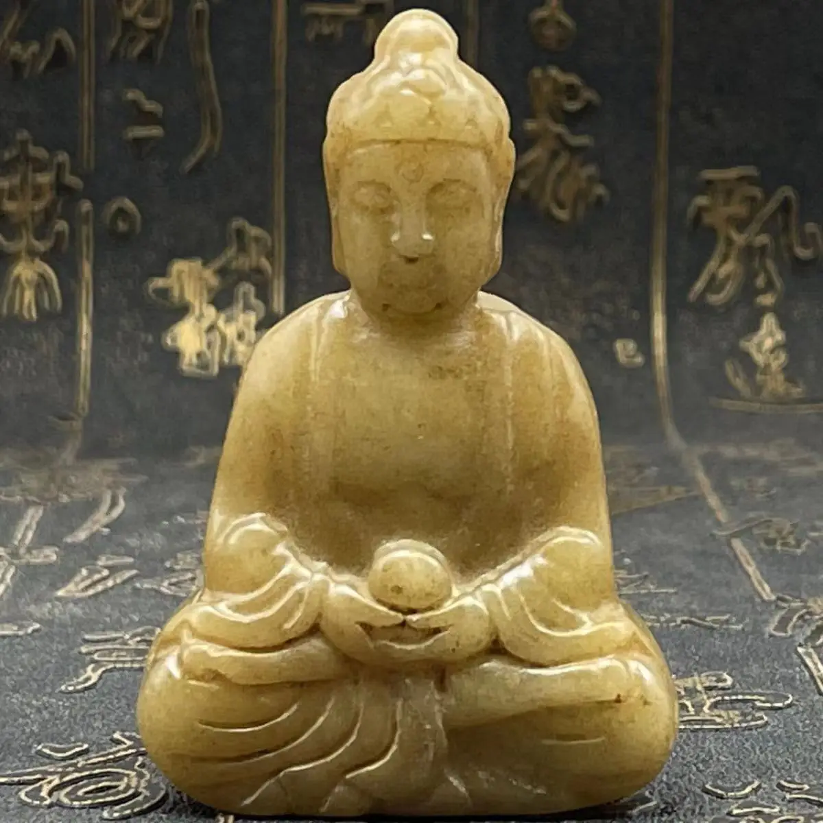 Chinese Antique Xiuyan Jade Carved Bodhisattva Statue Decoration