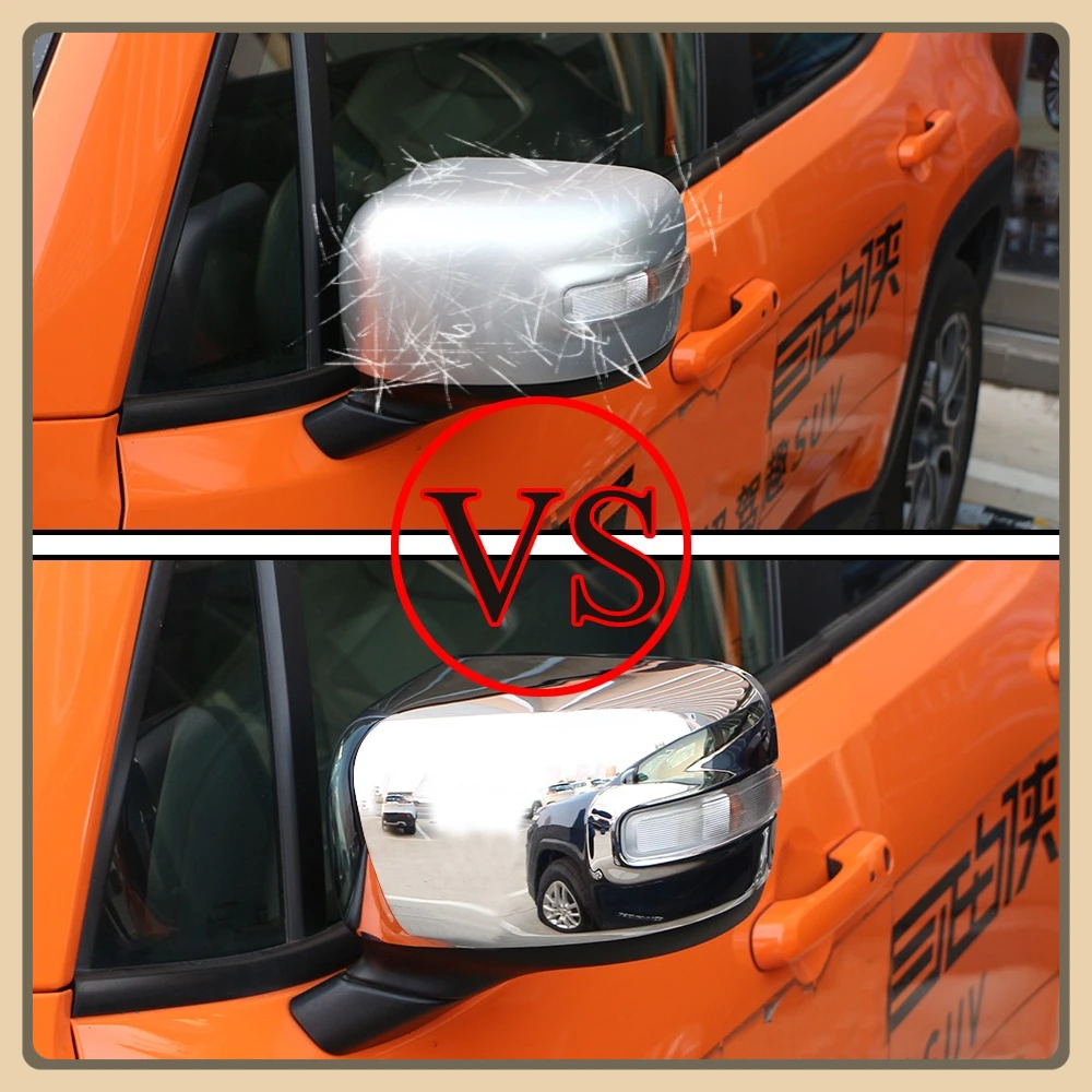 ABS Chrome Rearview Mirror Protection Cover for Jeep Renegade 2015 - 2022 Auto Rear View Mirror Sequins Stickers Car Accessories