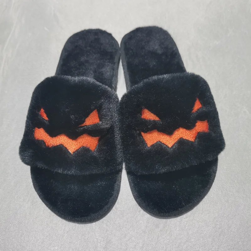 

2024 New Halloween Small Fragrant Style Four Seasons Home Non Slip Hairy Slippers