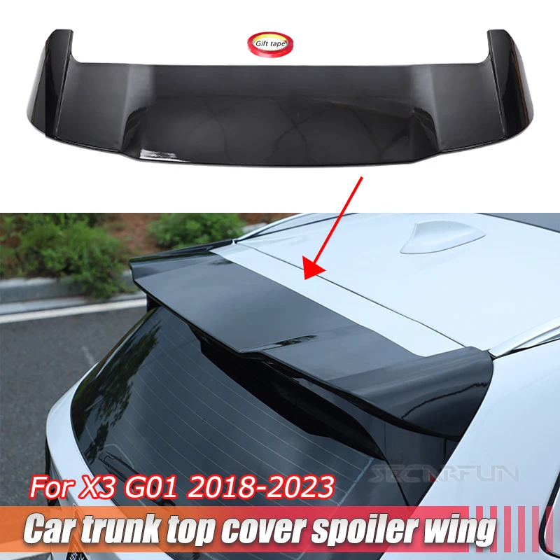 Carbon Fiber Pattern For BMW X3 G01M Rear Spoiler Top Extensio Cover Tuning Lip ABS Plastic 2021 2022 2023 iX3 X3G01 Accessories